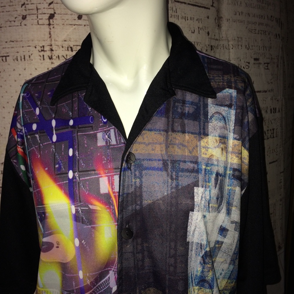 Street Savy Black w/Multi colors DJ  L shirt